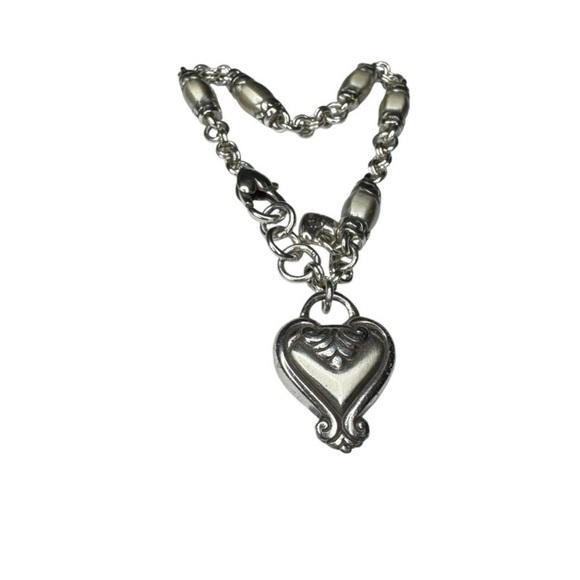 Brighton Blaire Heart Charm Bracelet Barrel Link Chain Retired + Heart Tin - Picture 6 of 7